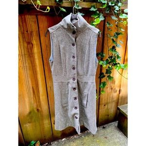 Tweed herringbone Anni Kuan button-up sleeveless dress